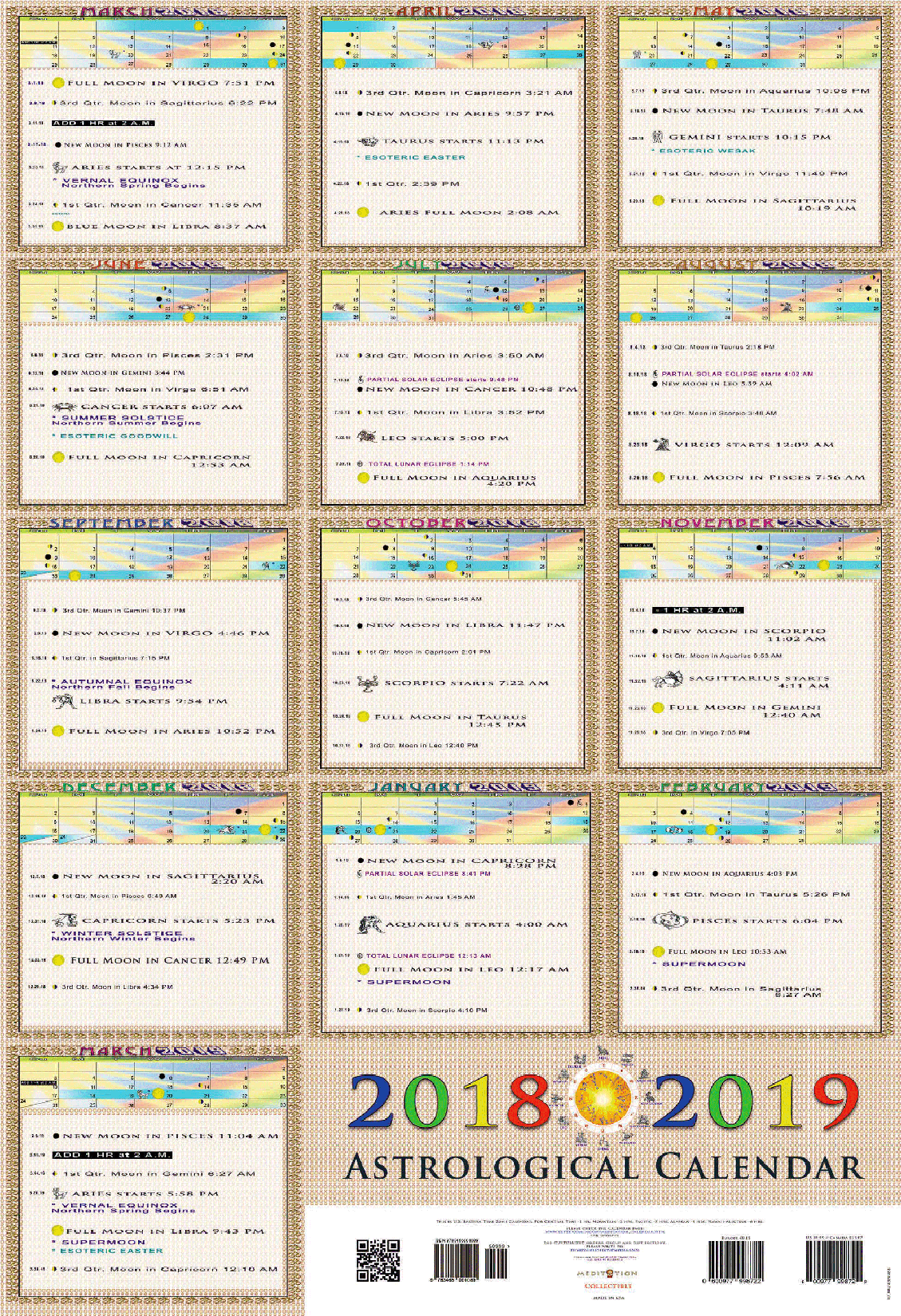 Astrological Calendar - Astrological Meditation Calendar 2018 - 2019